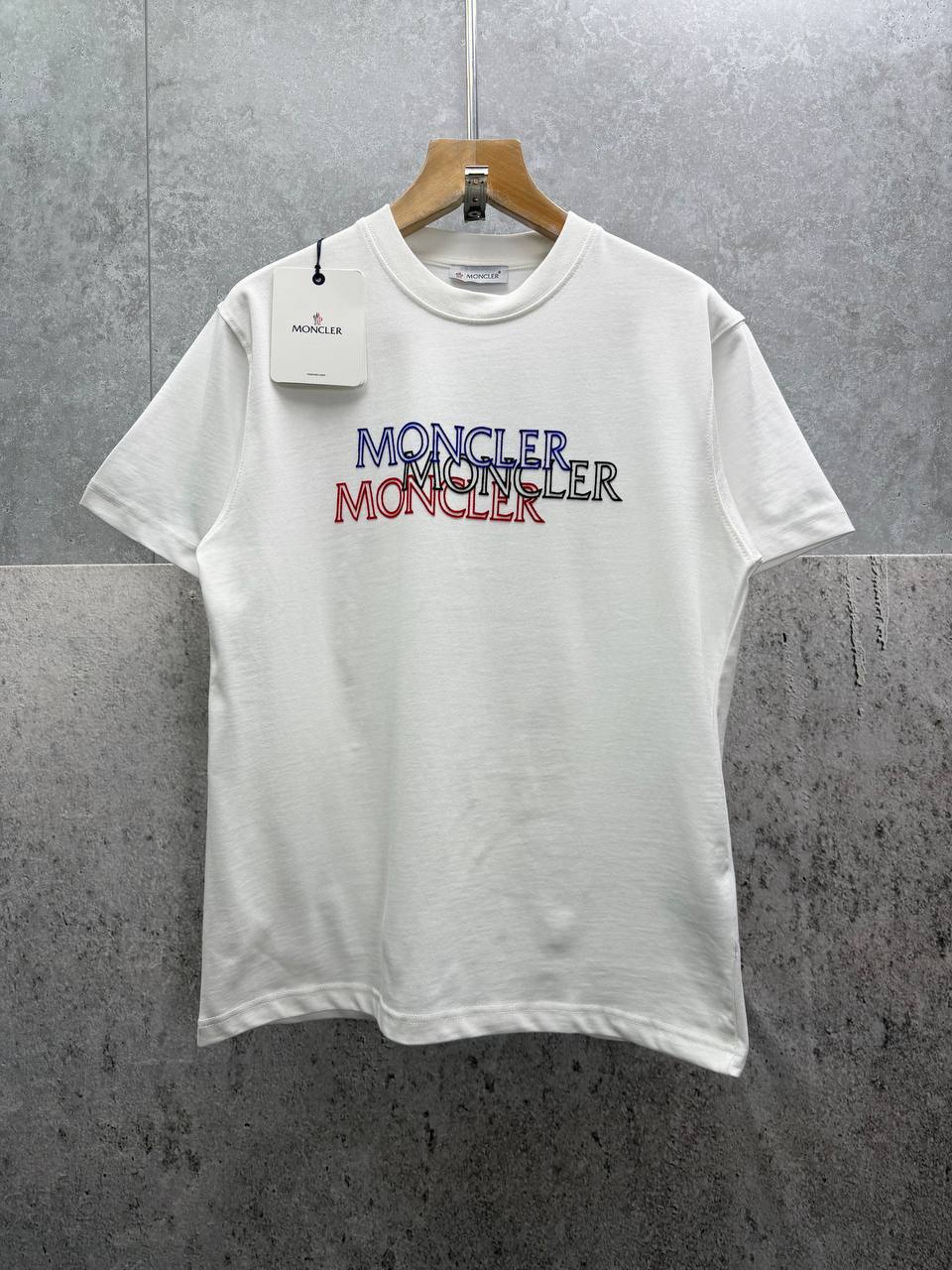 Moncler Overlapping Double Outline Logo T-Shirt Men's Women's in 2 Colors Reps UK Sale Best Quality AAA Replica
