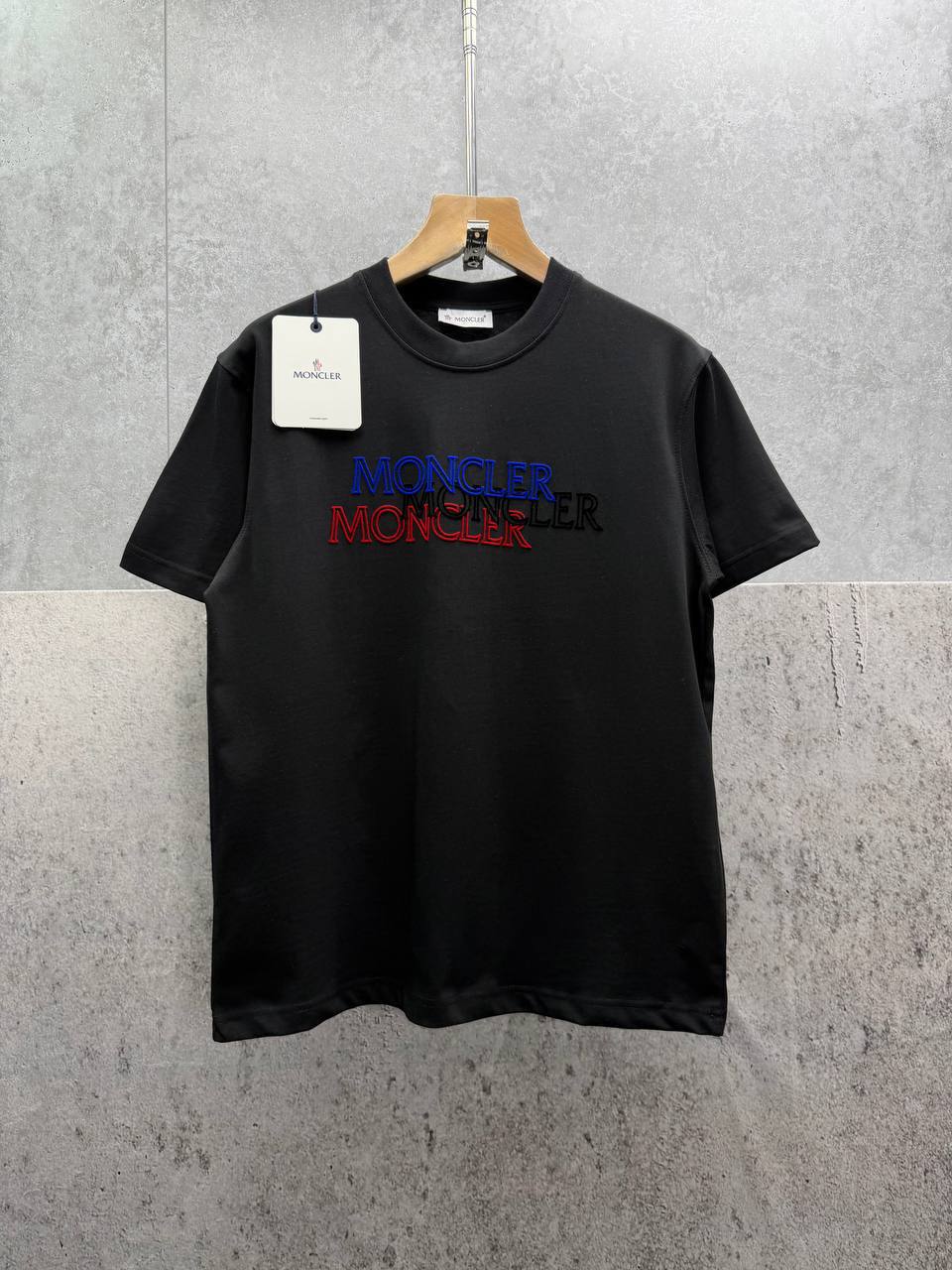 Moncler Overlapping Double Outline Logo T-Shirt Men's Women's in 2 Colors Reps UK Sale Best Quality AAA Replica