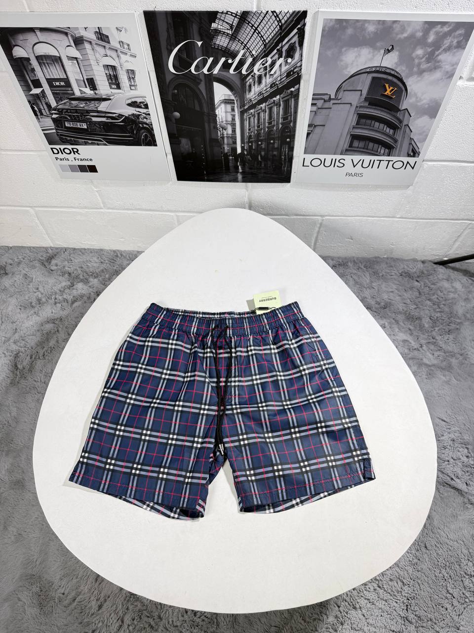 Burberry "Guildes" Check Drawcord Swim Shorts Men's Blue Reps Sale UK Best Quality AAA Replica