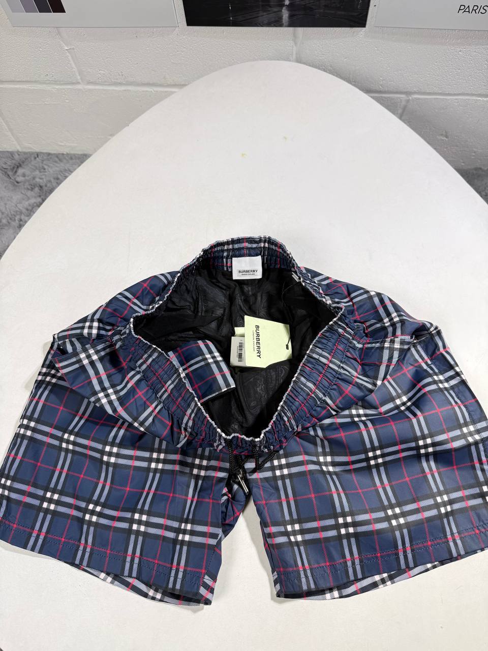 Burberry "Guildes" Check Drawcord Swim Shorts Men's Blue Reps Sale UK Best Quality AAA Replica