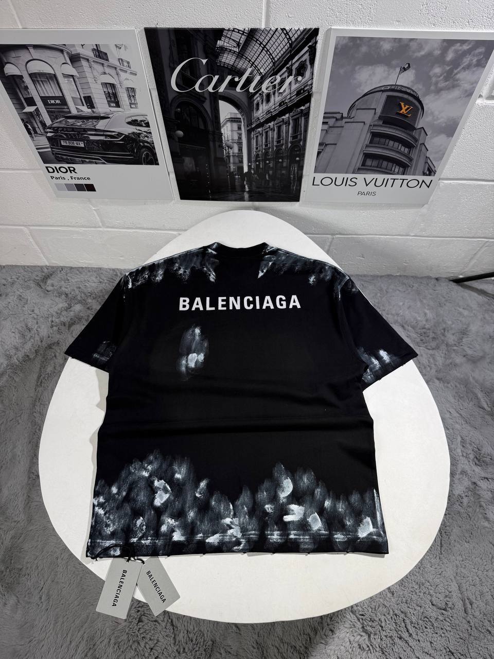 Balenciaga "Back" Medium Fit Painted Crewneck Men's Women's T-shirts in Black Color Reps UK Best Quality AAA Replica