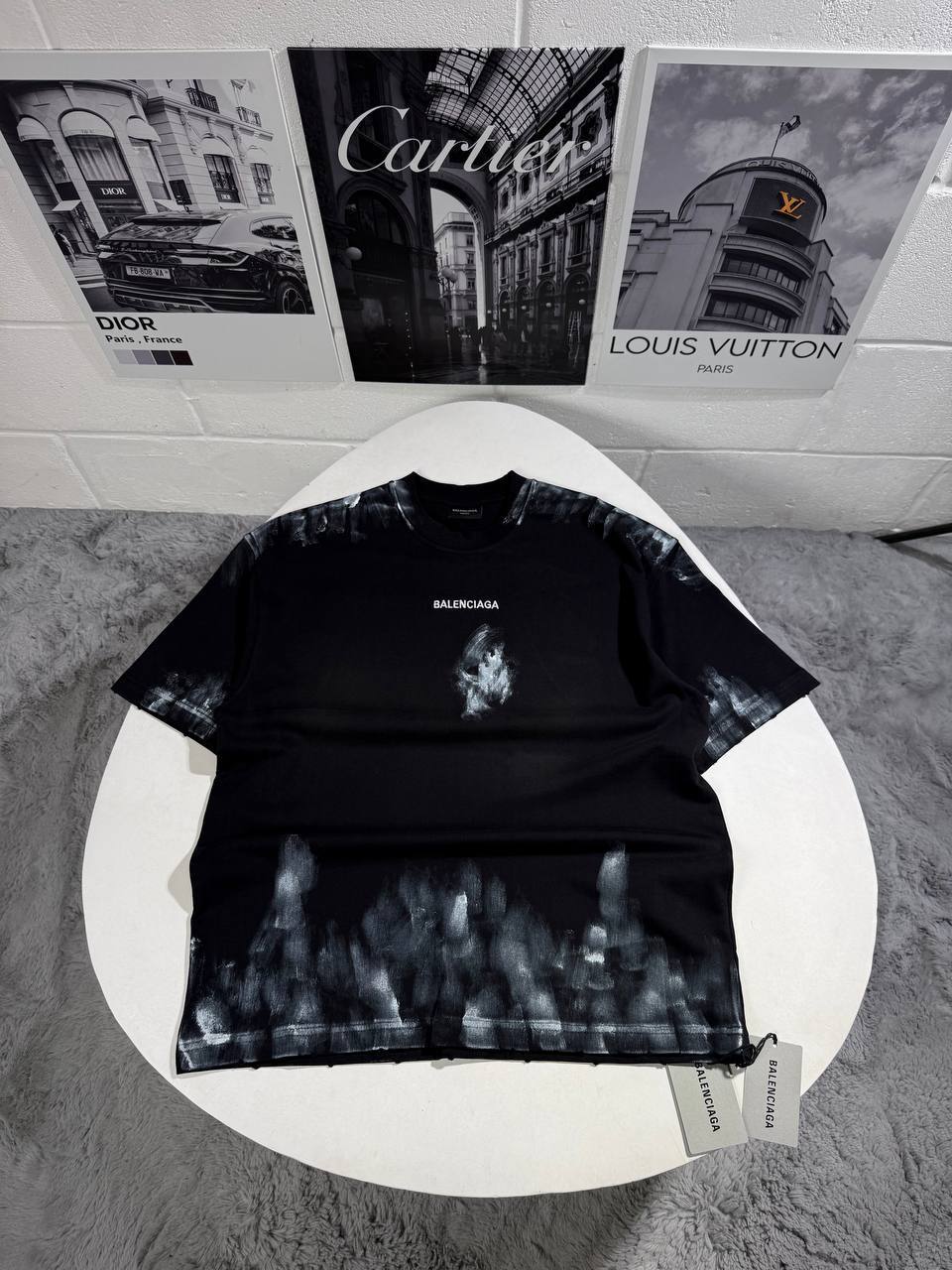 Balenciaga "Back" Medium Fit Painted Crewneck Men's Women's T-shirts in Black Color Reps UK Best Quality AAA Replica