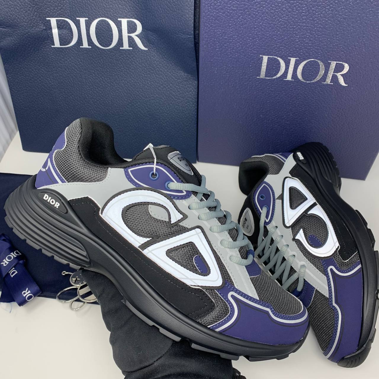 Dior B30 Purple and Grey Mesh Men's Trainers 3SN279ZRB_H068 Reps Sale UK Best Quality AAA Replica