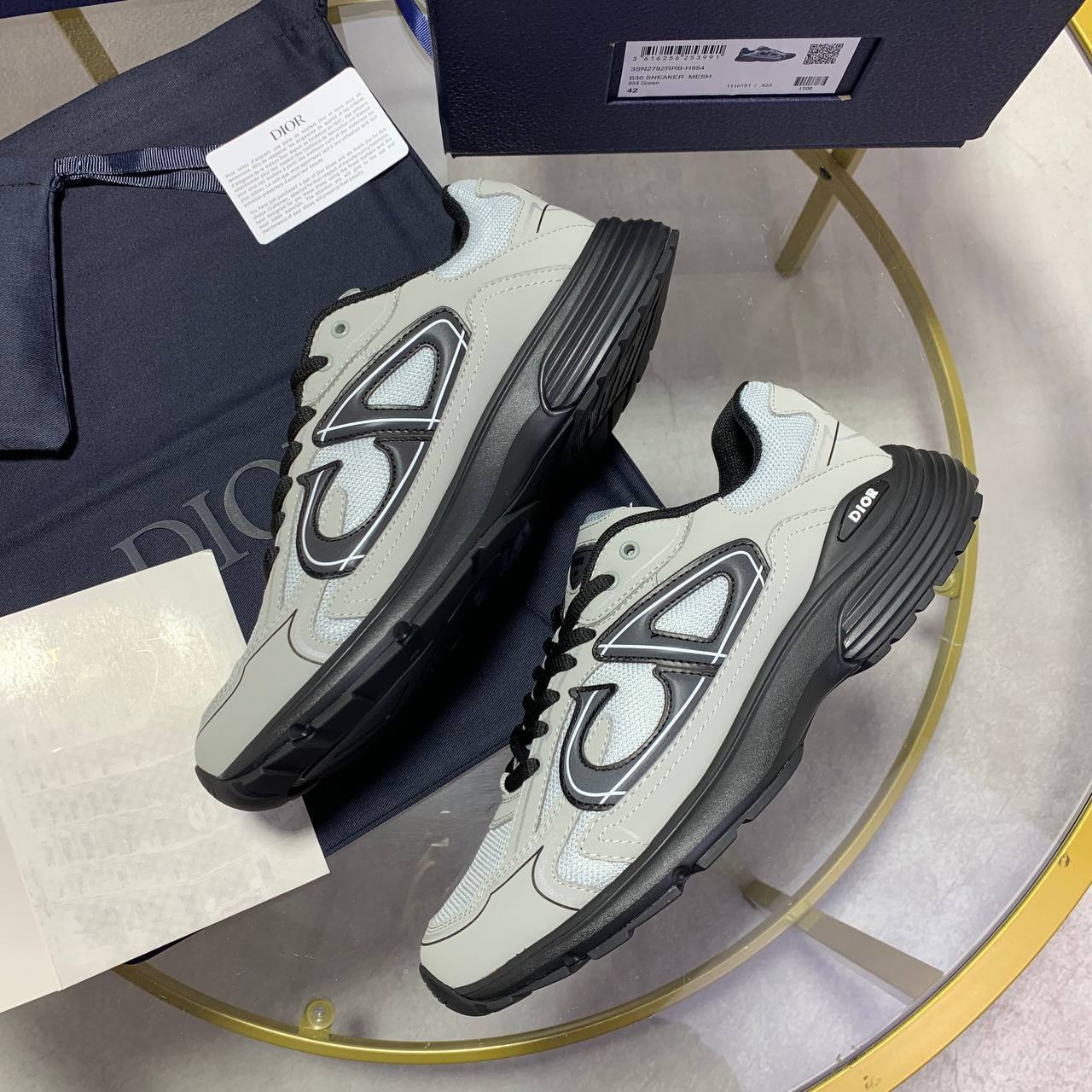 Dior B30 Mesh and Technical Fabric Grey/Black Men's Trainers 3SN279ZRD_H868 Reps Sale UK Best Quality AAA Replica