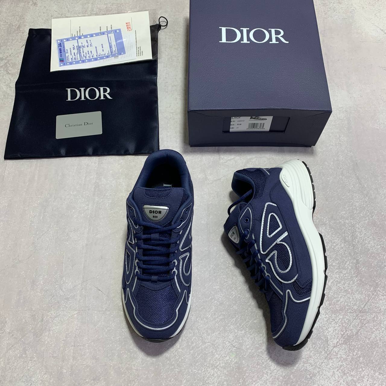 Dior B30 Navy Suede and Technical Mesh Navy Blue/White Men's Trainers 3SN279ZEI_H520 Reps Sale UK Best Quality AAA Replica