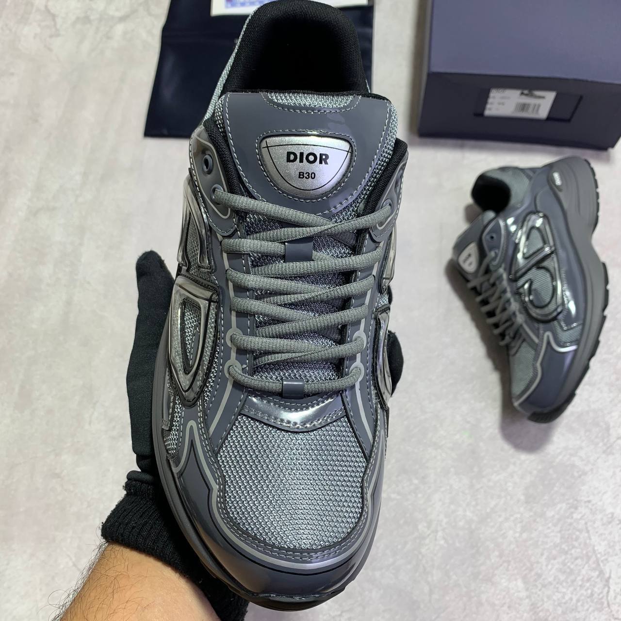 Dior B30 Technical Mesh Anthracite Gray Men's Trainers 3SN279ZEH-H968 Reps Sale UK Best Quality AAA Replica