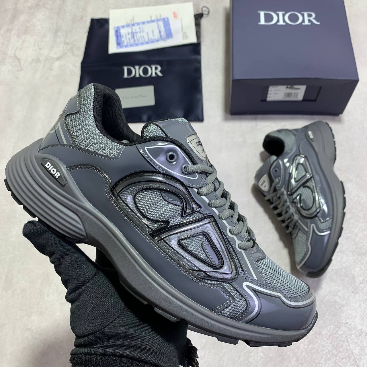 Dior B30 Technical Mesh Anthracite Gray Men's Trainers 3SN279ZEH-H968 Reps Sale UK Best Quality AAA Replica