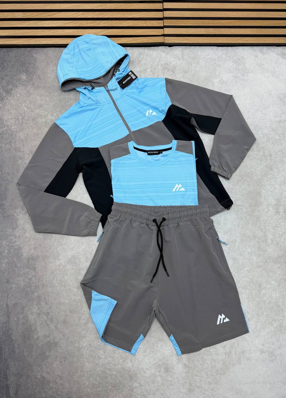 Montirex Trail 3-Piece Tracksuit Men's in Sky Blue/Black Color Reps Sale Best Quality AAA Replica