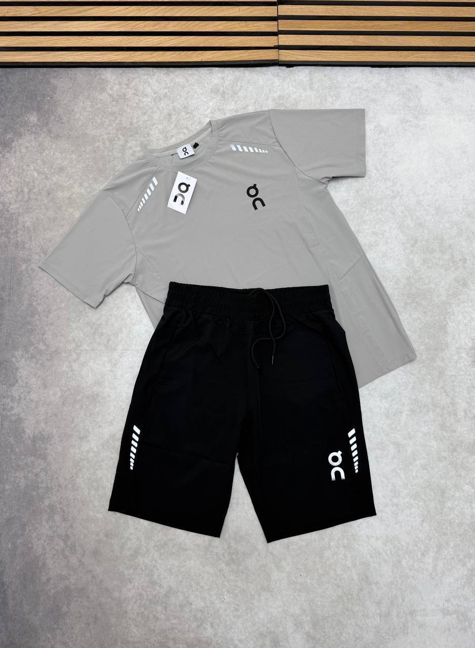 On Running Cloud Technical Performance T-Shirts & Shorts Set in Grey Men's Reps Sale UK Best Quality AAA Replica
