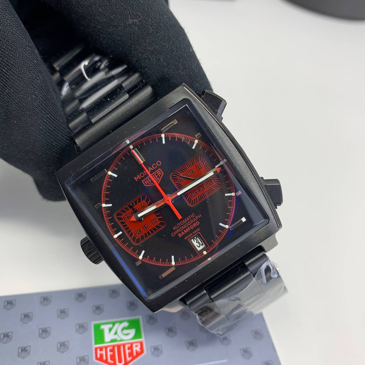 Tag Heuer Monaco CAW2190 Chronograph Bamford Edition Black Red Custom Men's Watch Reps Sale UK Best Quality AAA Replica