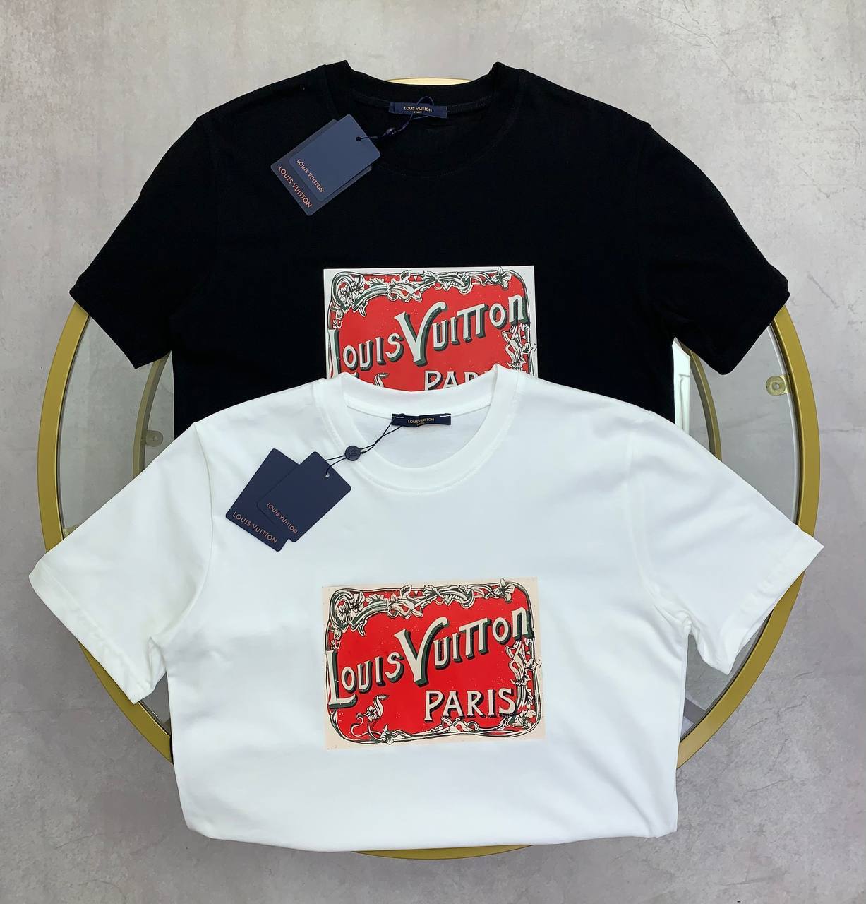 Louis Vuitton LV Paris Logo Print T-Shirts Men's Women's in 2 Colors Reps Sale UK Best Quality AAA Replica