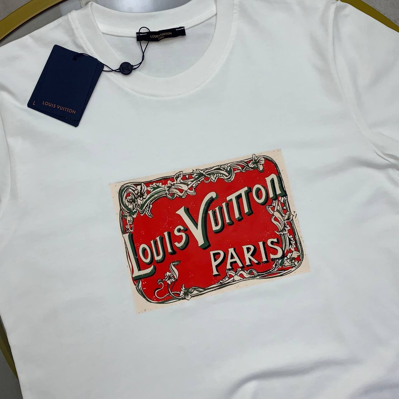 Louis Vuitton LV Paris Logo Print T-Shirts Men's Women's in 2 Colors Reps Sale UK Best Quality AAA Replica