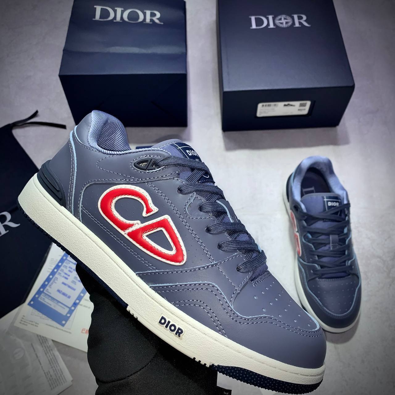 Dior  B57 Low Sneakers Men's "Blue/Red" Reps Sale UK Best Quality AAA Replica