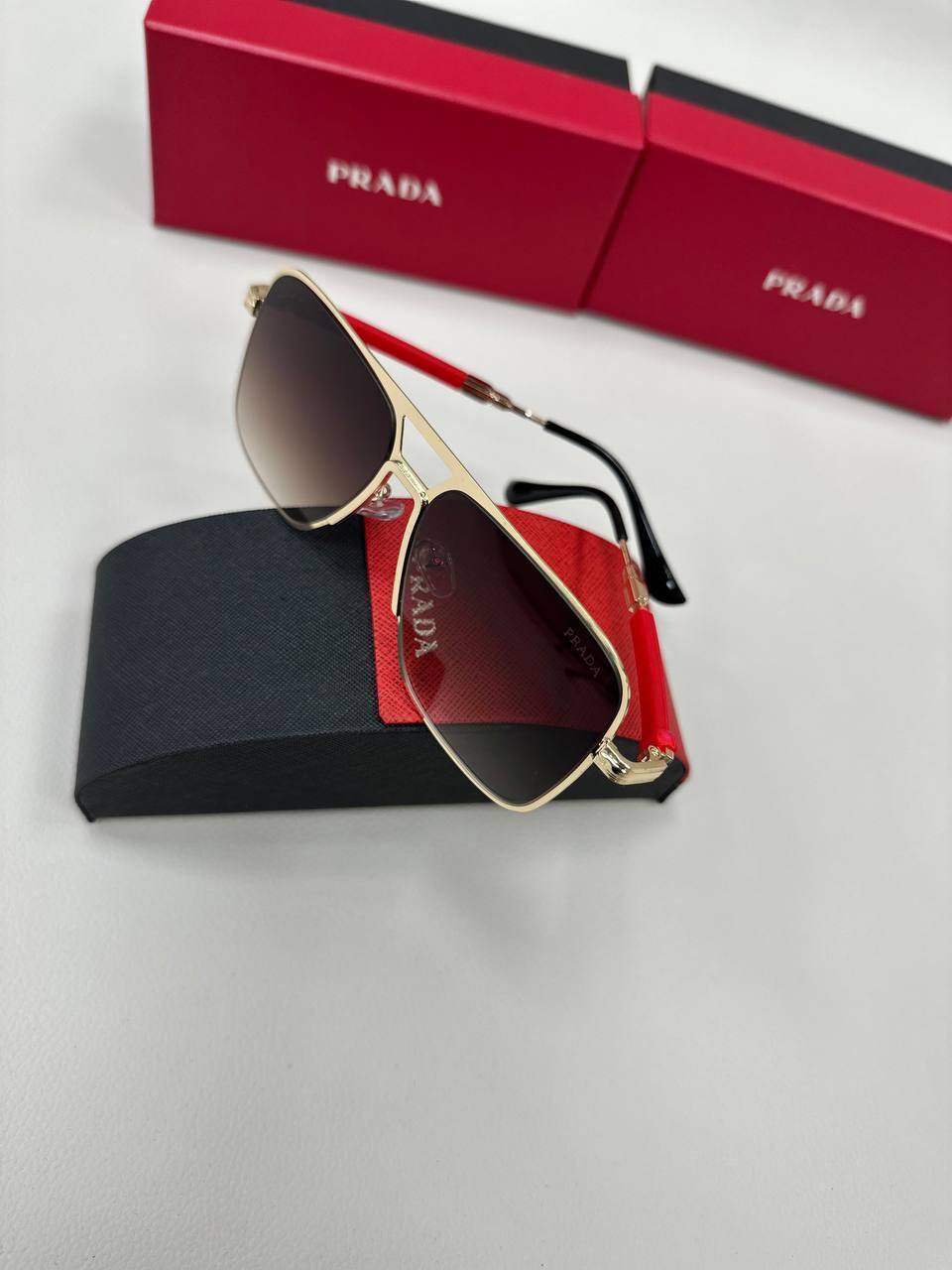 Prada Gold Frame Brown Shade Sunglasses Men's Women's Reps Sale UK Best Quality Sale AAA Replica