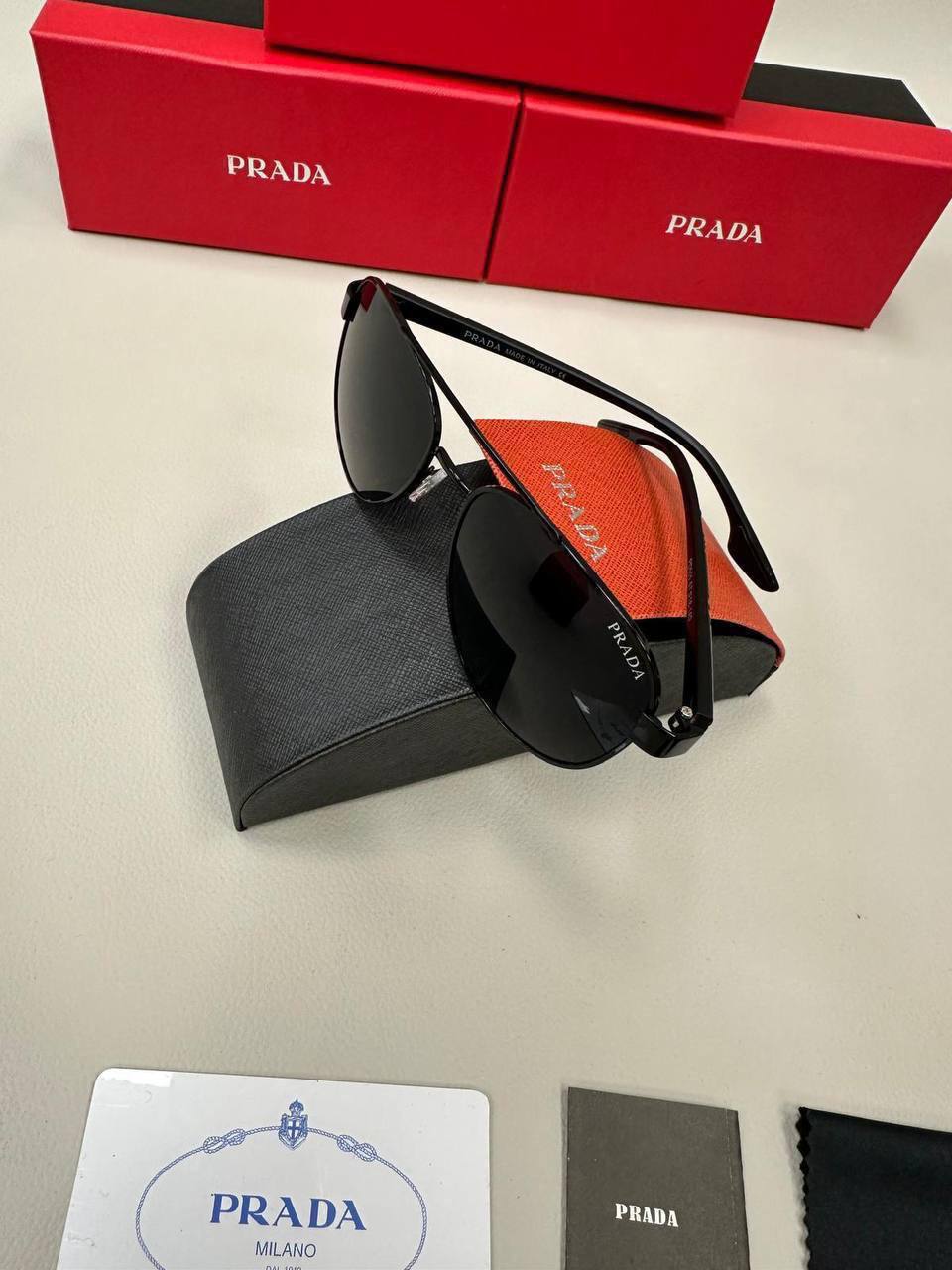 Prada Linea Rossa Logo Aviator Sunglasses Black Men's Women's Reps Sale UK Best Quality Sale AAA Replica