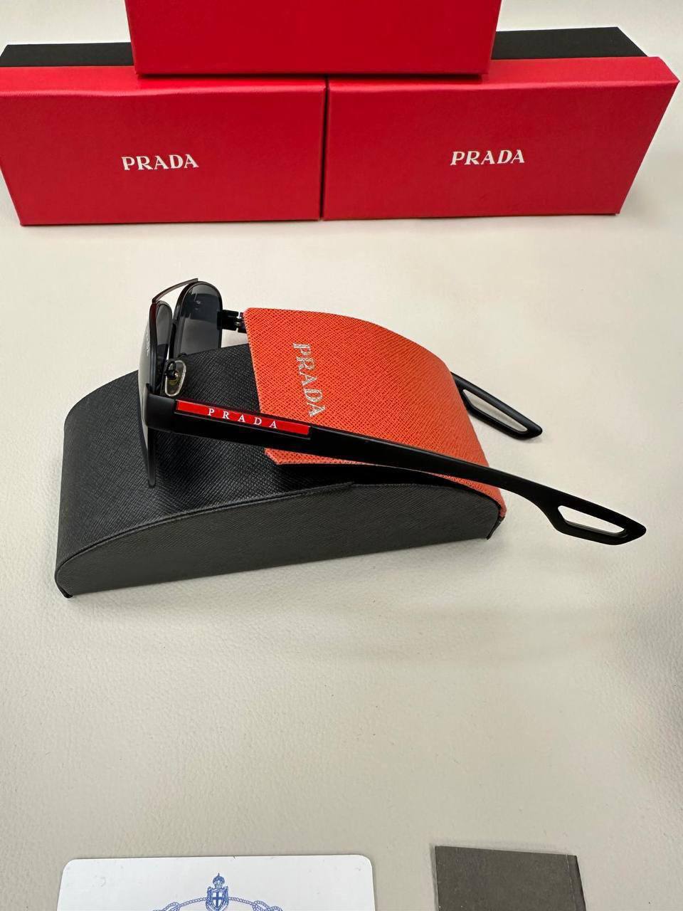 Prada Linea Rossa Logo Aviator Sunglasses Black Men's Women's Reps Sale UK Best Quality Sale AAA Replica