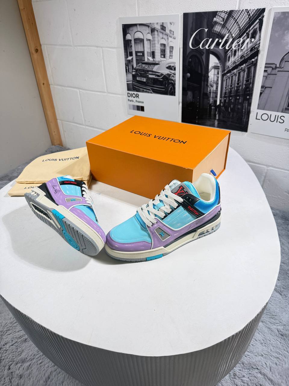 Louis Vuitton LV "Blue Purple" Men's Trainers Reps Sale UK Best Quality AAA Replica