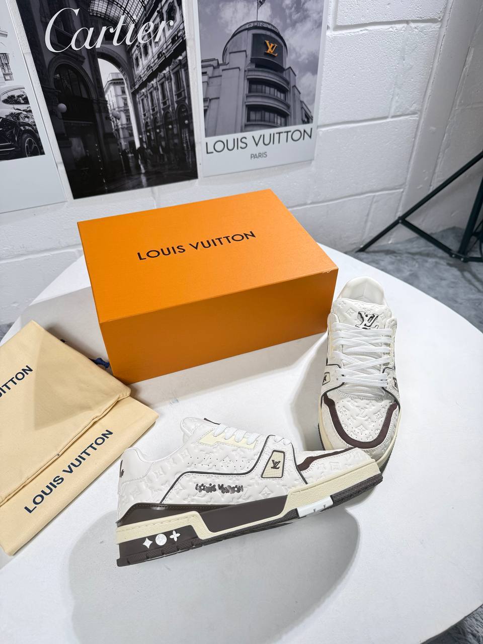 Louis Vuitton LV "Brown White" Men's Trainers Reps Sale UK Best Quality AAA Replica