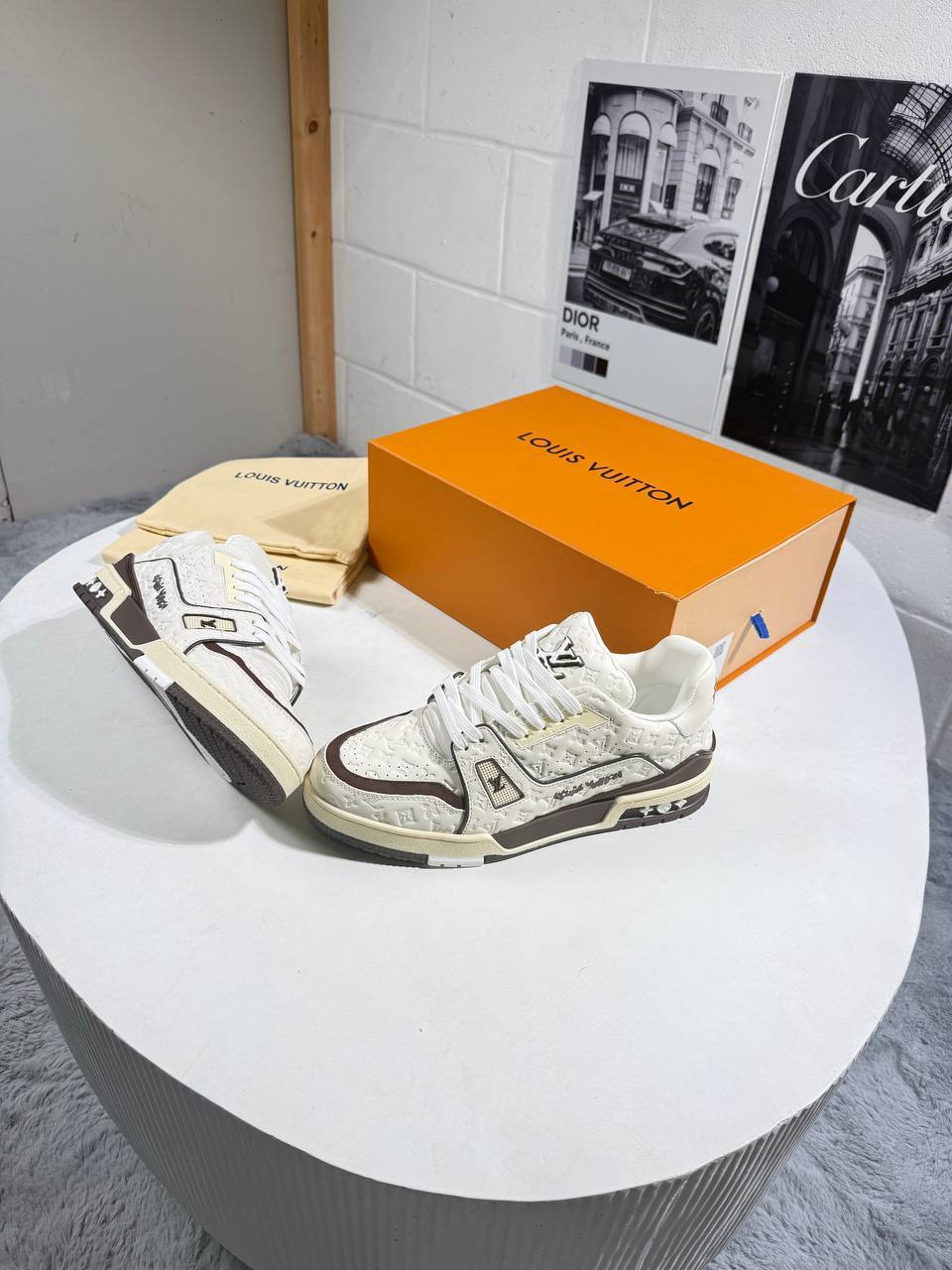 Louis Vuitton LV "Brown White" Men's Trainers Reps Sale UK Best Quality AAA Replica