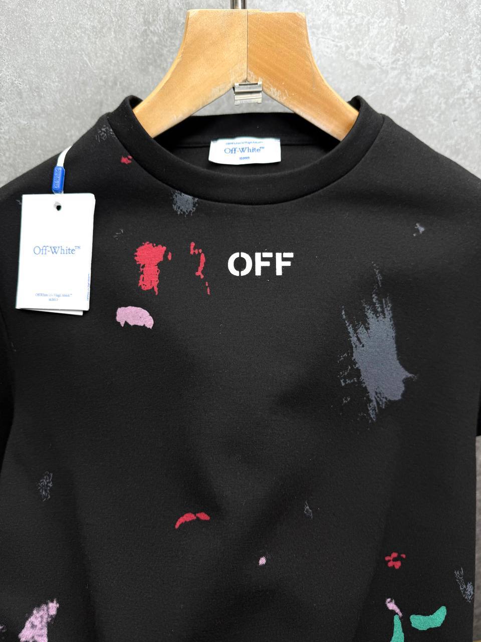 Off White Distressed Paint Splatter Men's T-Shirts & Shorts Set in 2 Colors Reps Sale UK Best Quality Sale AAA Replica