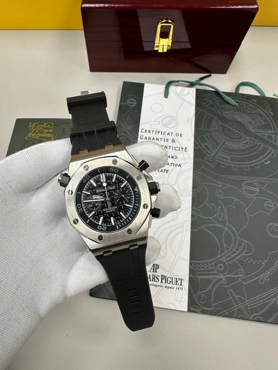Audemars Piguet Royal Oak Offshore Steel Diver Black Dial & Strap Men's Watch Reps Sale UK Best Quality AAA Replica