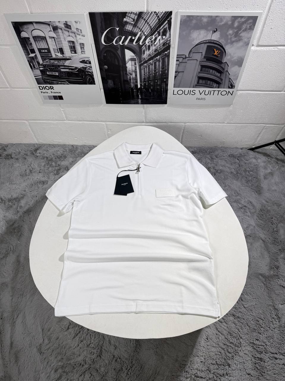 Balmain Half Zip Logo Patch Polo Shirts Men's in Different Colors Reps Sale UK Sale Best Quality AAA Replica