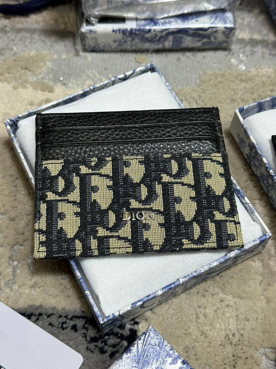 Dior Oblique Jacquard Card Holder Beige & Black Men's Reps Sale UK Best Quality AAA Replica