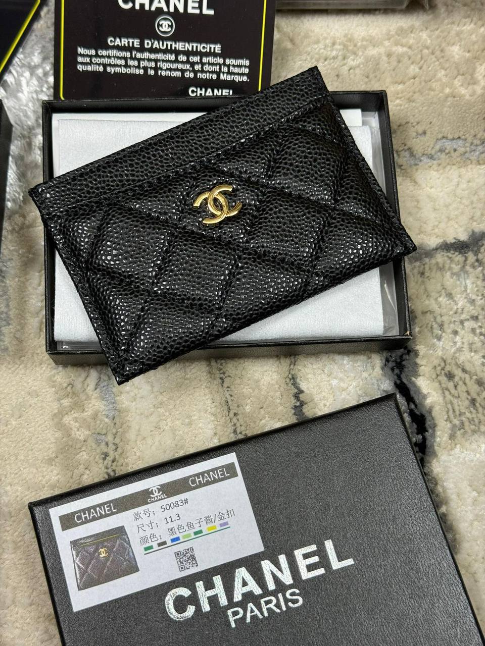 Chanel Classic Card Holder Quilted Caviar Men's in Black with 2 Logo Tones Reps Sale UK Best Quality AAA Replica