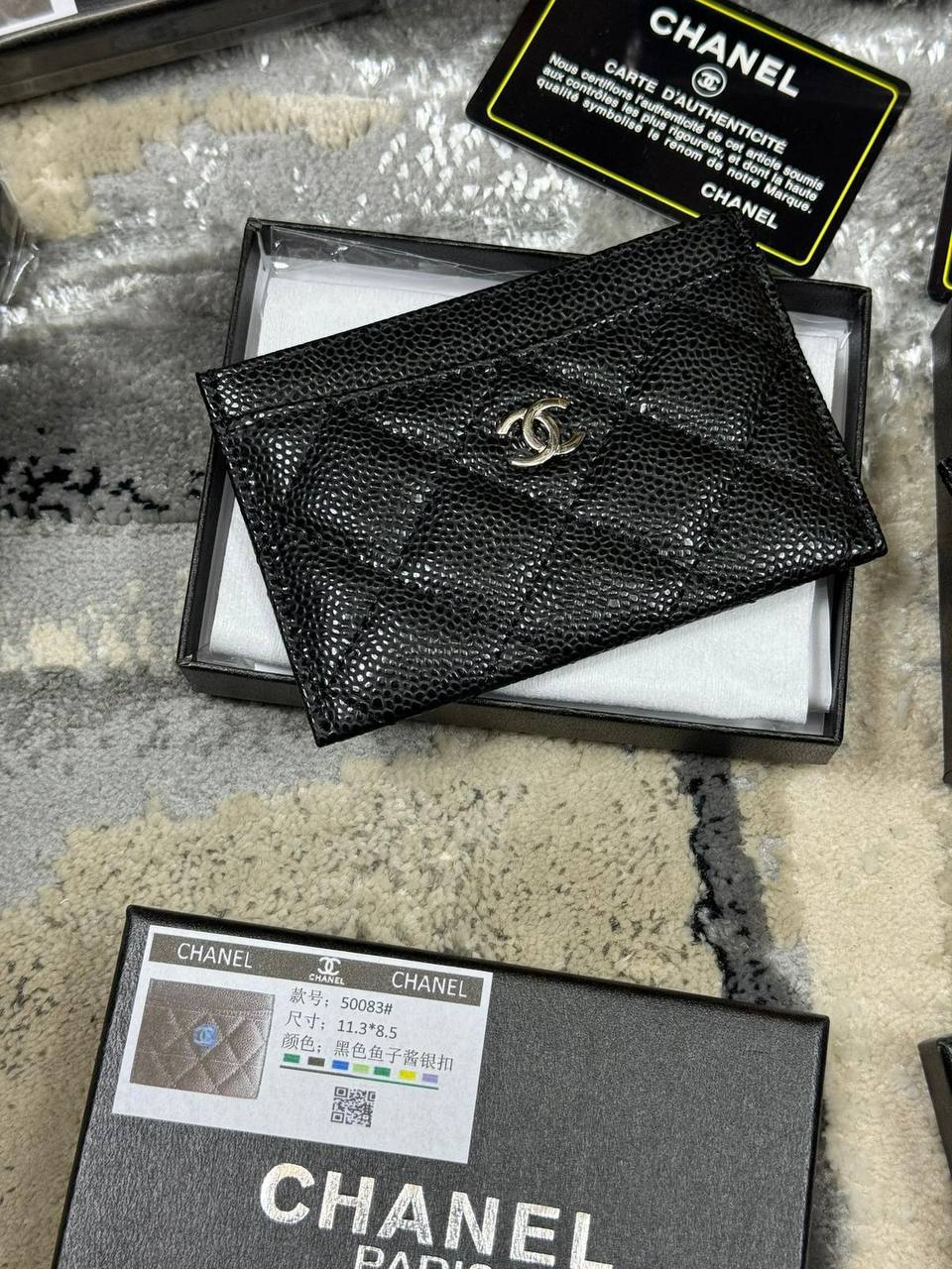 Chanel Classic Card Holder Quilted Caviar Men's in Black with 2 Logo Tones Reps Sale UK Best Quality AAA Replica