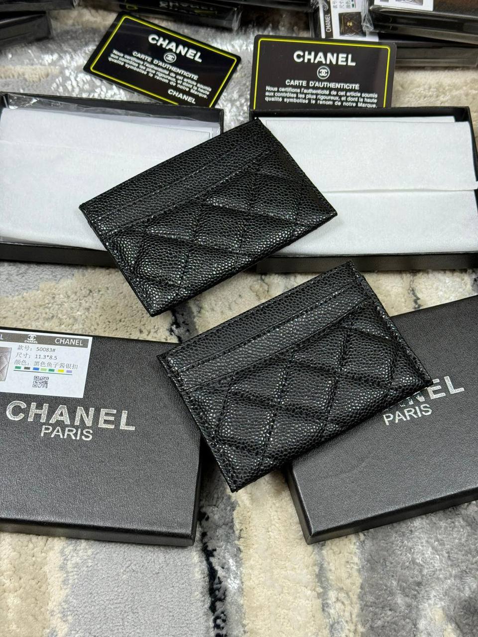 Chanel Classic Card Holder Quilted Caviar Men's in Black with 2 Logo Tones Reps Sale UK Best Quality AAA Replica
