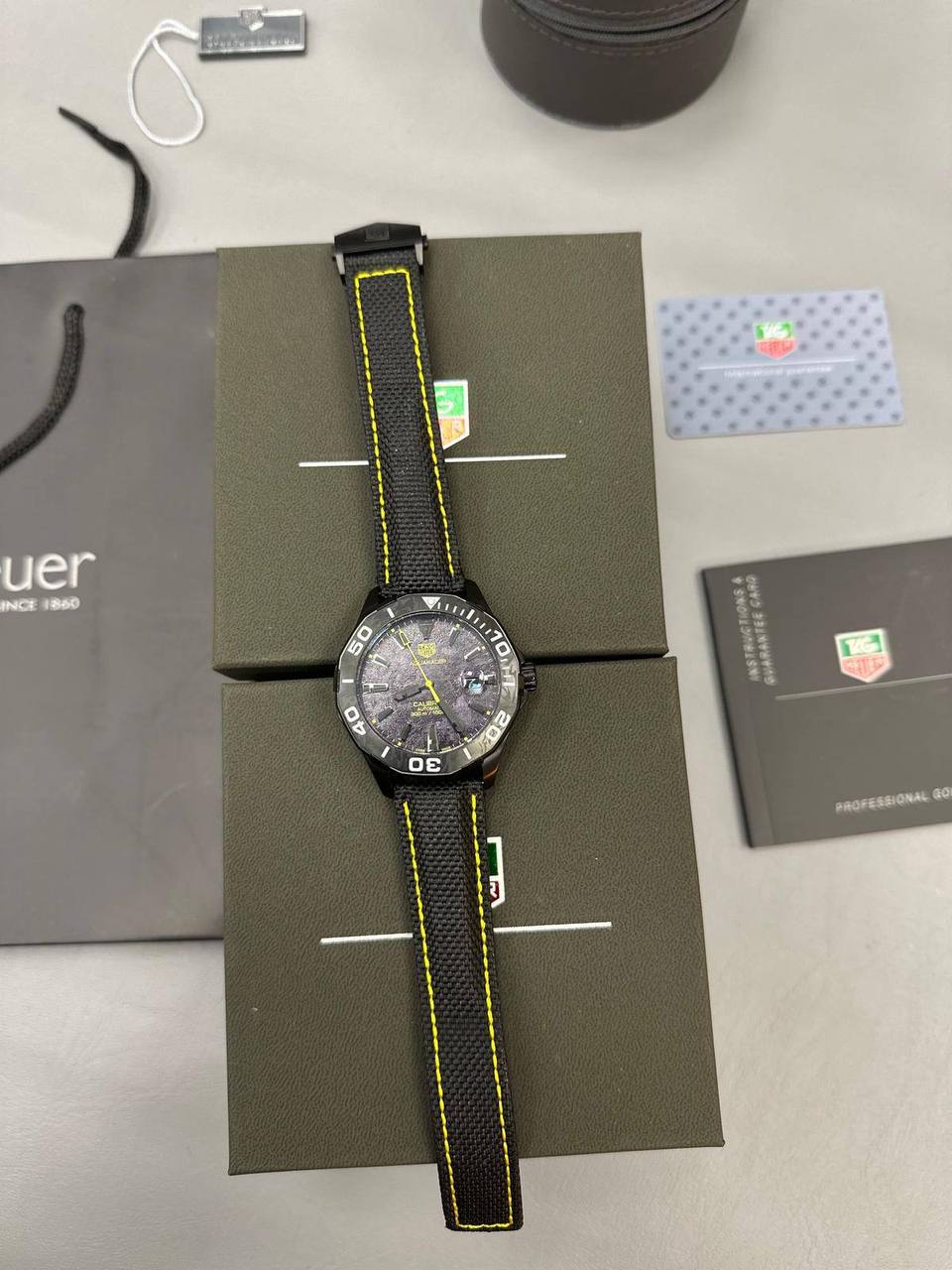 Tag Heuer Aquaracer Calibre 5 Black NATO Strap Carbon Dial Men's Watch Reps Sale UK Best Quality AAA Replica
