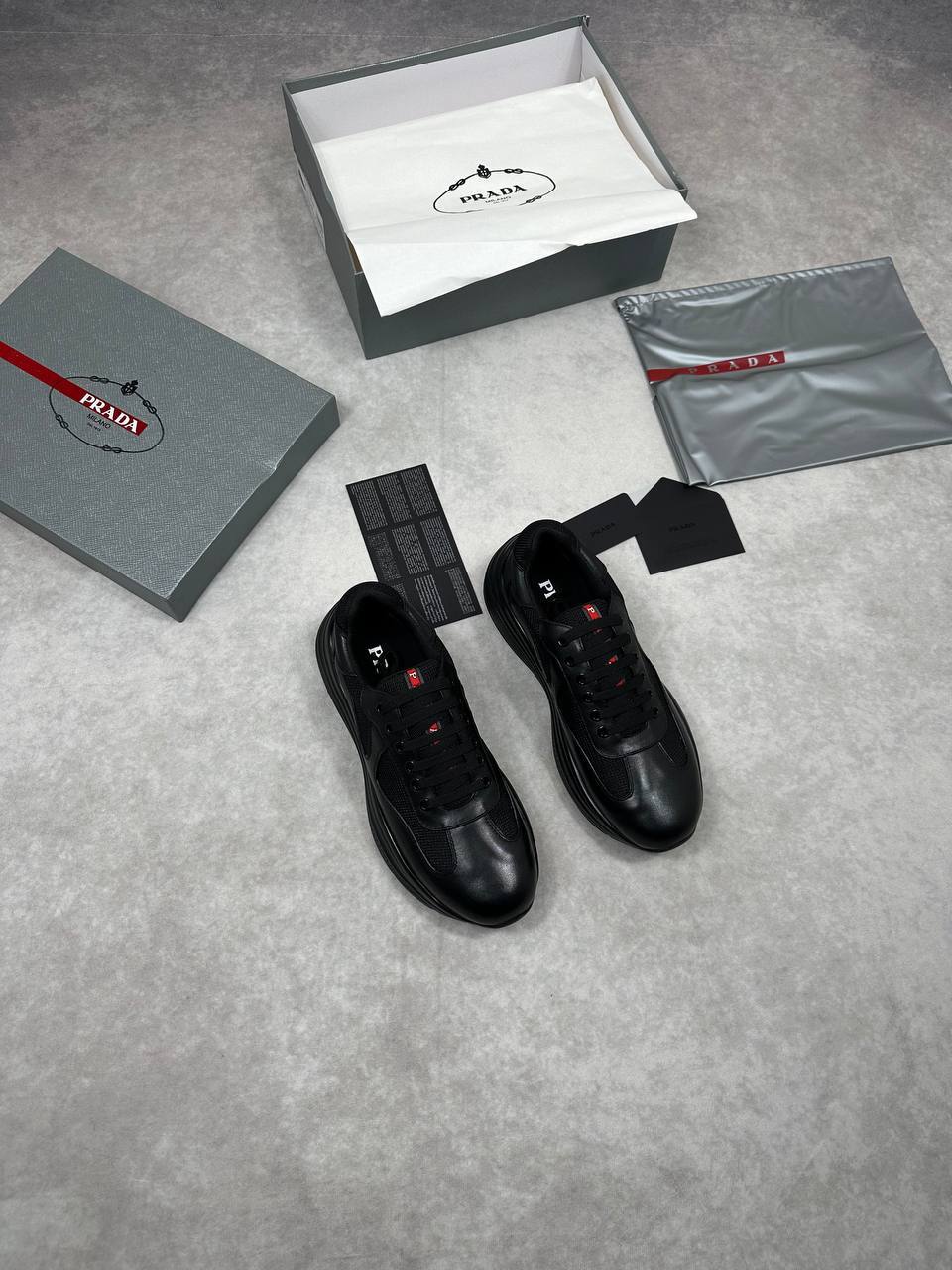 Prada America's Cup Triple Black Sneakers Men's Reps Sale UK Best Quality AAA Replica