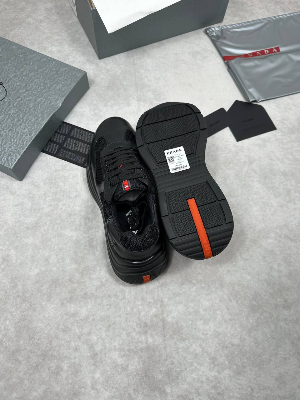 Prada America's Cup Triple Black Sneakers Men's Reps Sale UK Best Quality AAA Replica