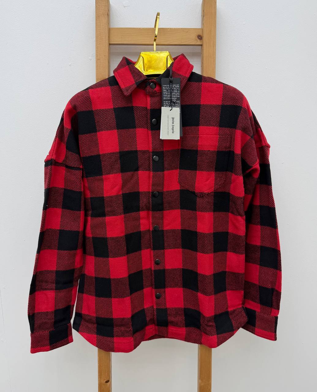 Palm Angels Curved Logo Flannel Check Men's Overshirts in Different Colors Reps Sale UK Best Quality Sale AAA Replica