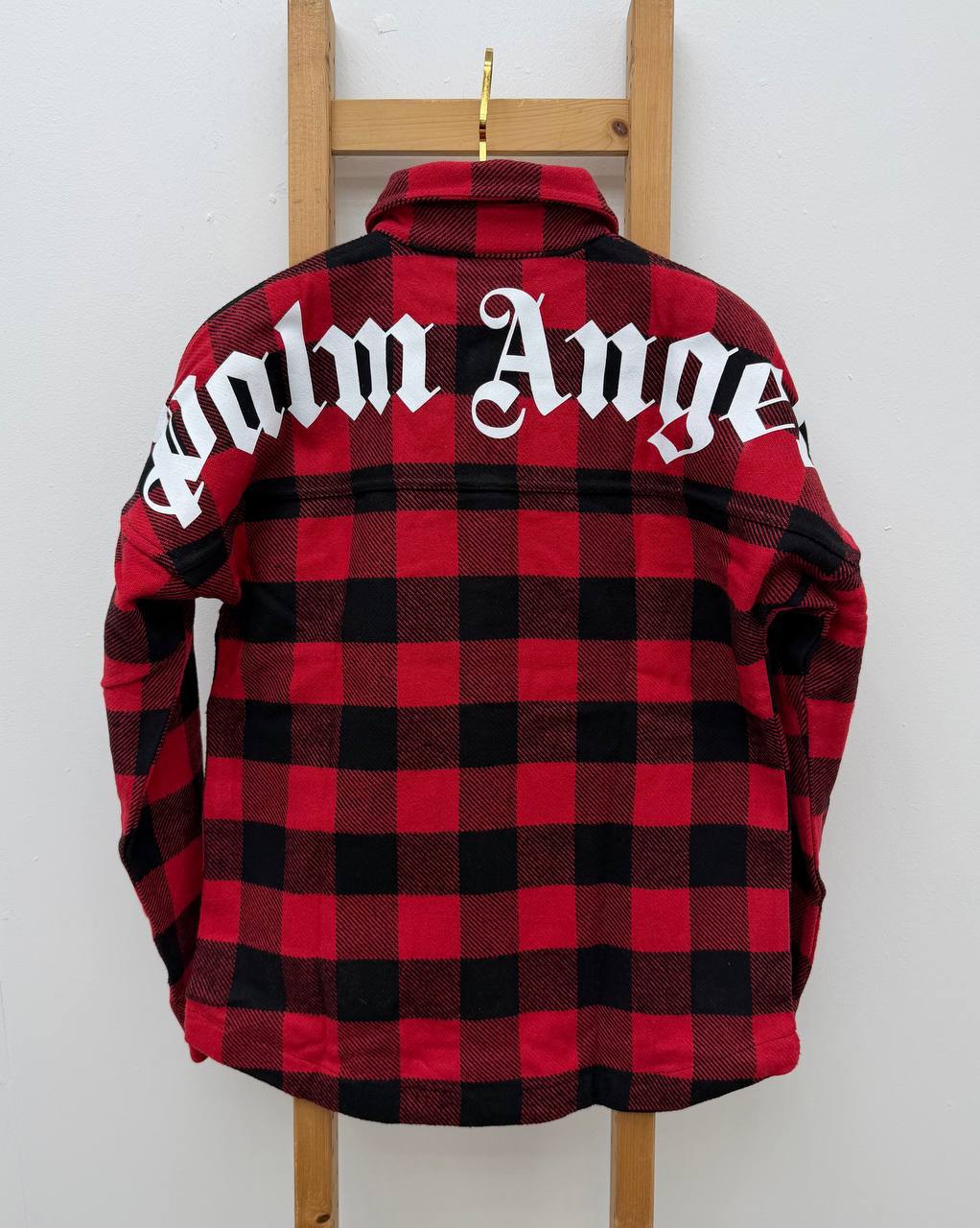 Palm Angels Curved Logo Flannel Check Men's Overshirts in Different Colors Reps Sale UK Best Quality Sale AAA Replica