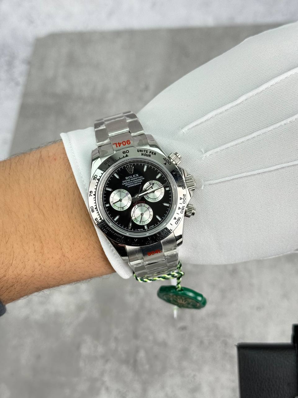 Rolex Cosmograph Daytona Black Dial Silver Bracelet Men's Watch Reps Sale UK Best Quality AAA Replica