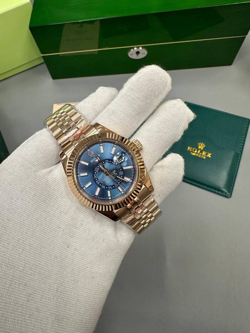 Rolex Sky-Dweller Blue Dial Rose Gold Jubilee Bracelet 336935 Men's Watch Reps Sale UK Best Quality AAA Replica
