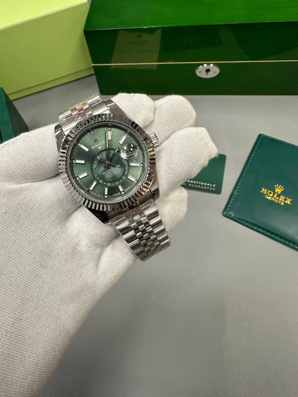 Rolex Sky-Dweller Silver Jubilee Bracelet Green Dial 336934 Men's Watch Reps Sale UK Best Quality AAA Replica