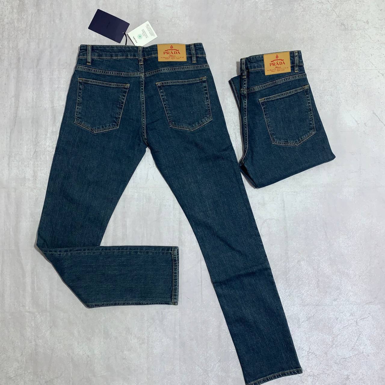 Prada Men's Straight Fit Dark Blue Jeans in Multiple Waist Sizes Reps Sale UK Best Quality AAA Replica