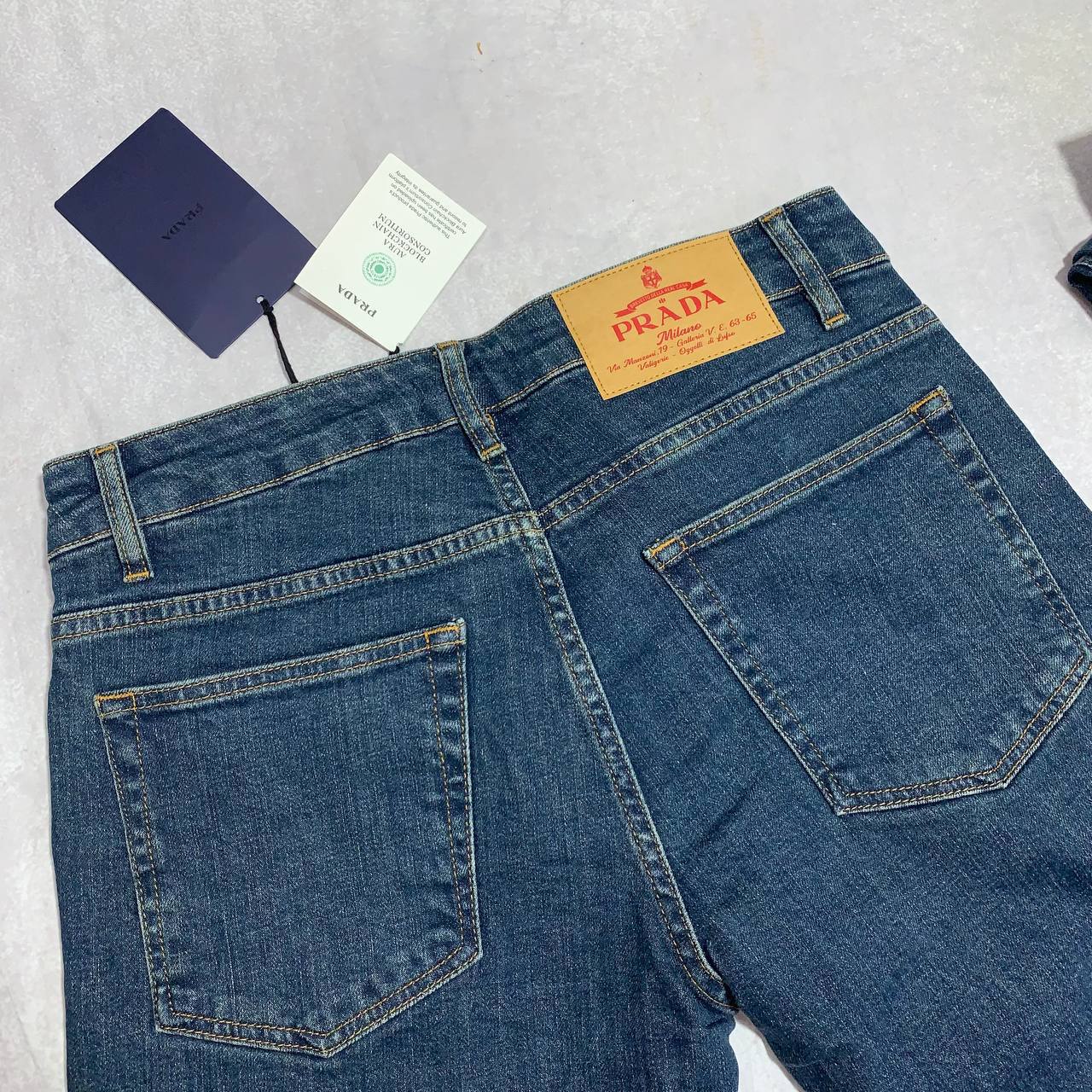Prada Men's Straight Fit Dark Blue Jeans in Multiple Waist Sizes Reps Sale UK Best Quality AAA Replica