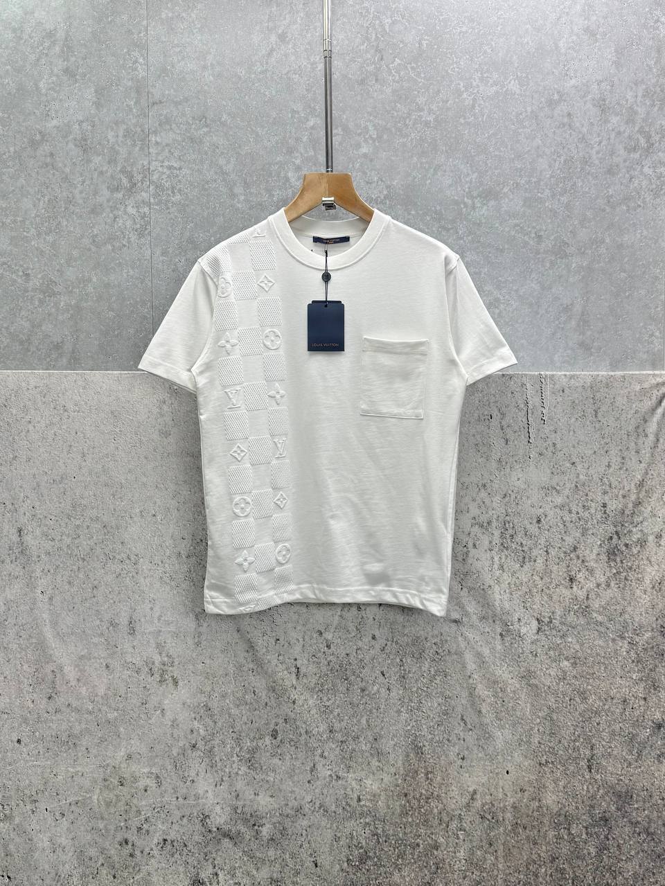 Louis Vuitton Damier French Terry Cotton Pocket T-Shirts Men's Women's in 2 Colors Reps Sale UK Best Quality AAA Replica