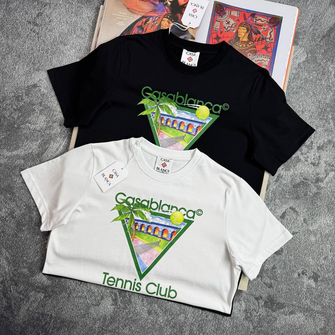 Casablanca Tennis Club Icon Screen Printed T-Shirt Men's Women's T-Shirts in 2 Colors Reps Sale UK Best Quality AAA Replica