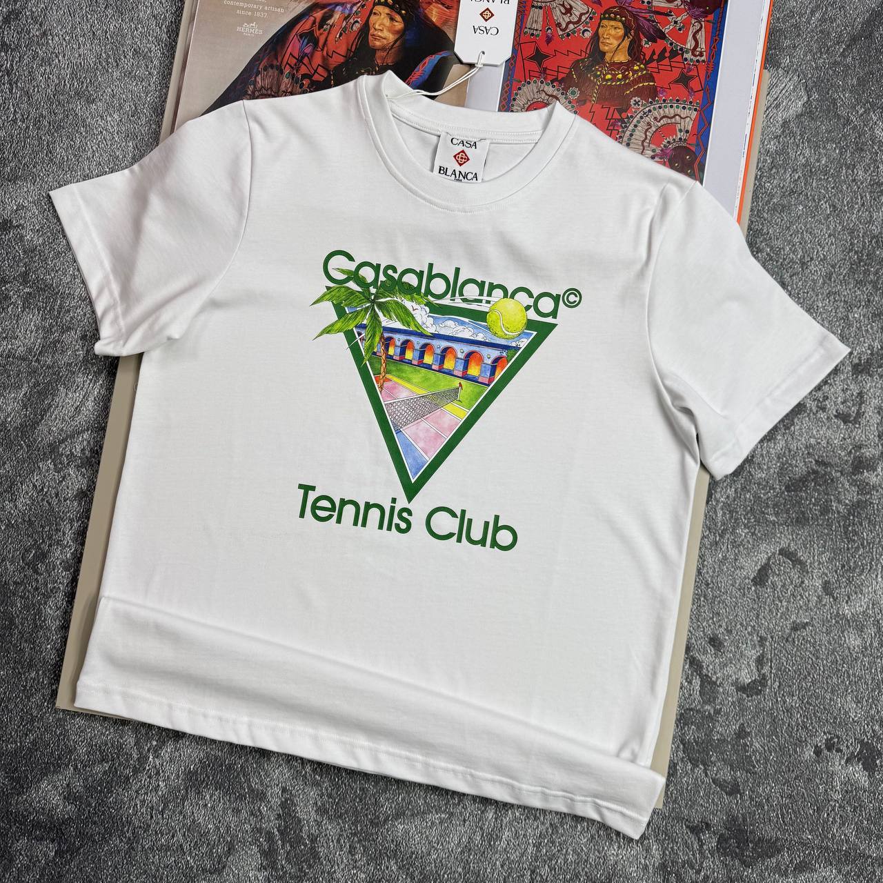 Casablanca Tennis Club Icon Screen Printed T-Shirt Men's Women's T-Shirts in 2 Colors Reps Sale UK Best Quality AAA Replica