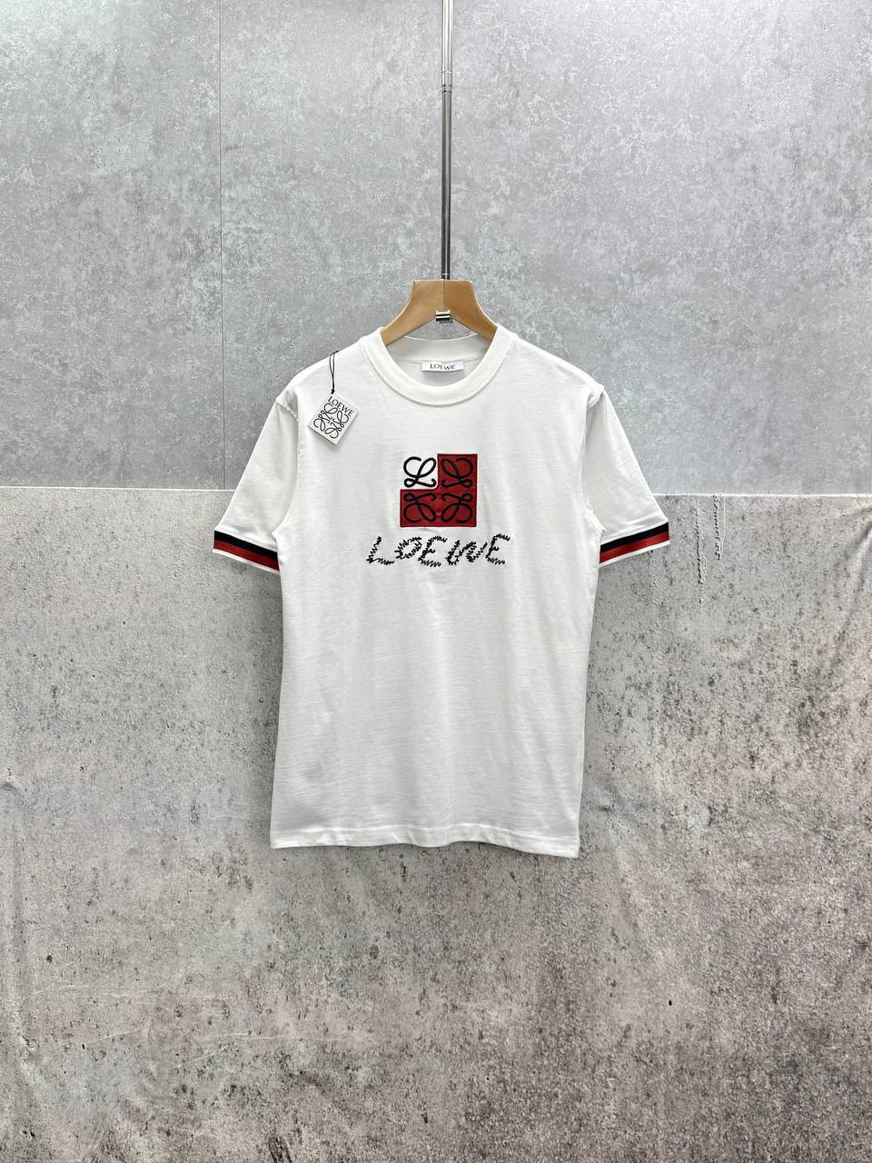 Loewe Anagram Embroidered Cotton Crewneck T-Shirts Men's Women's in 2 Colors Reps Sale UK Best Quality AAA Replica