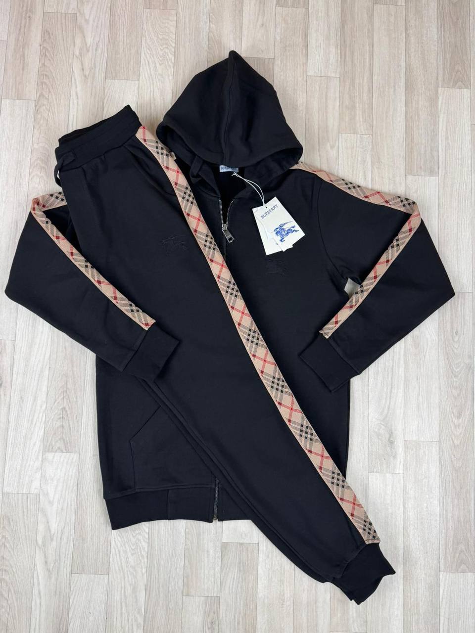 Burberry Check Trim Cotton Blend Tracksuit Men's in 2 Colors Reps Sale UK Best Quality AAA Replica