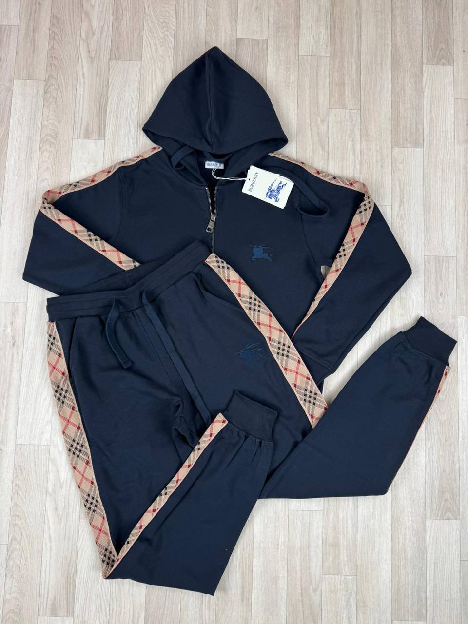 Burberry Check Trim Cotton Blend Tracksuit Men's in 2 Colors Reps Sale UK Best Quality AAA Replica