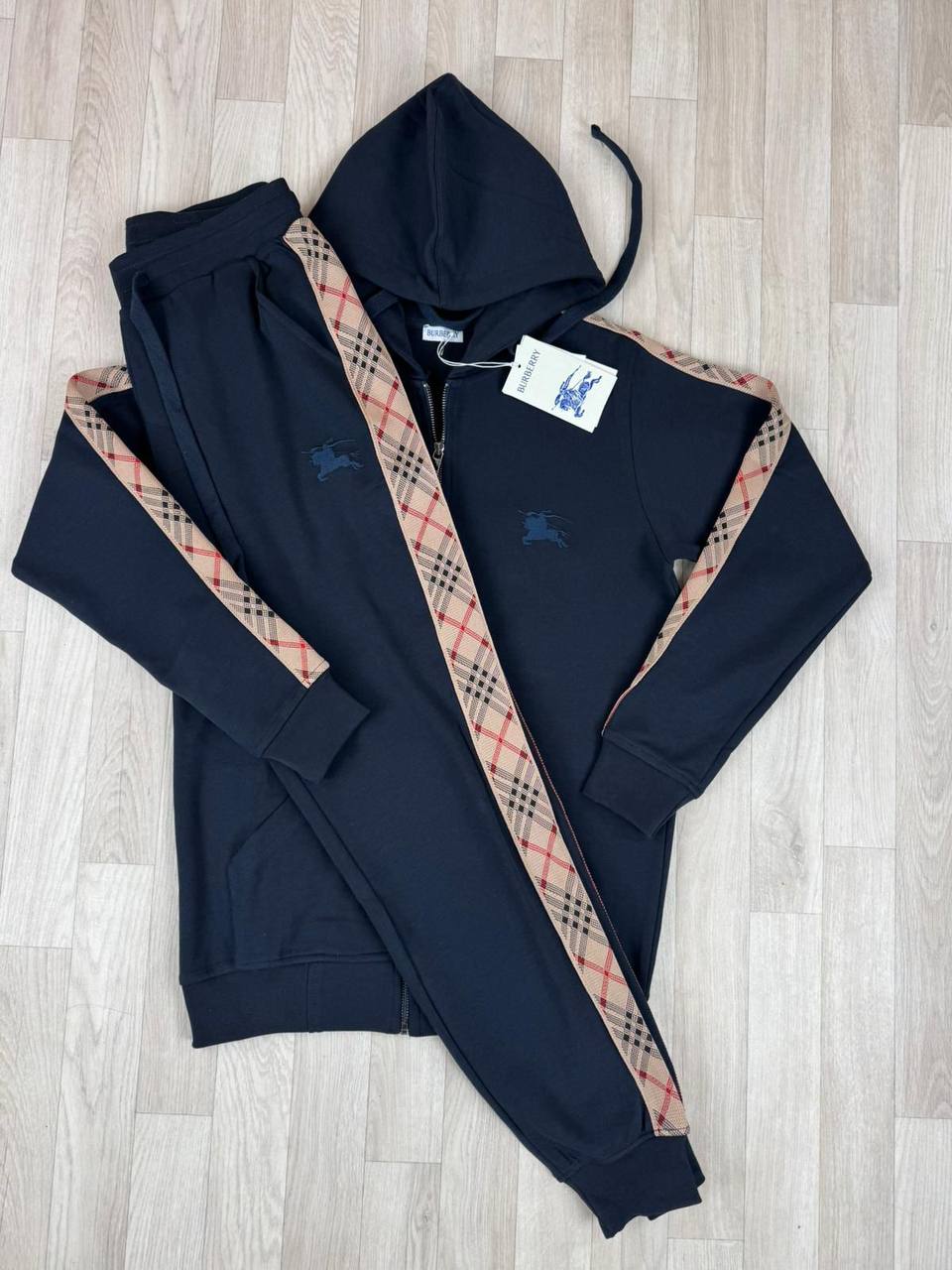 Burberry Check Trim Cotton Blend Tracksuit Men's in 2 Colors Reps Sale UK Best Quality AAA Replica