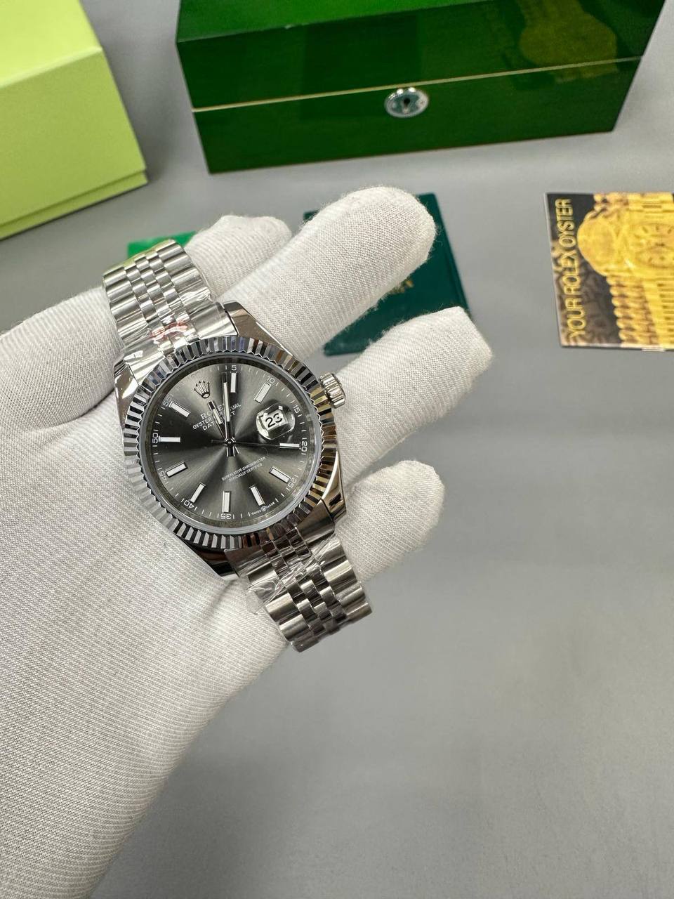 Rolex Datejust Jubilee Bracelet Fluted Dark Rhodium Dial Men's Watch Ref. 126334 Reps Sale UK Best Quality AAA Replica