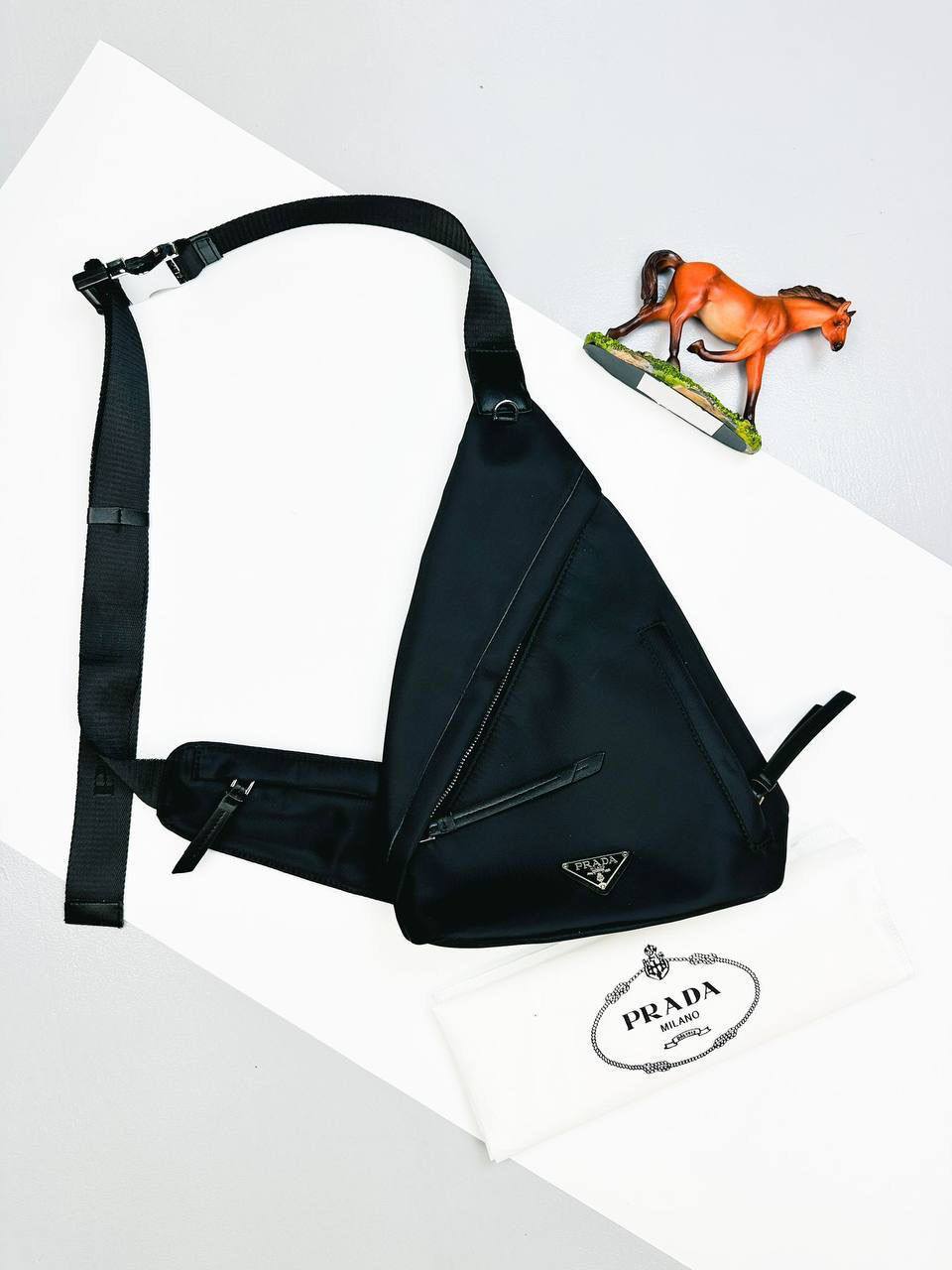 Prada Leather Sling Backpack in Black Men's Bag Reps Sale UK Best Quality AAA Replica