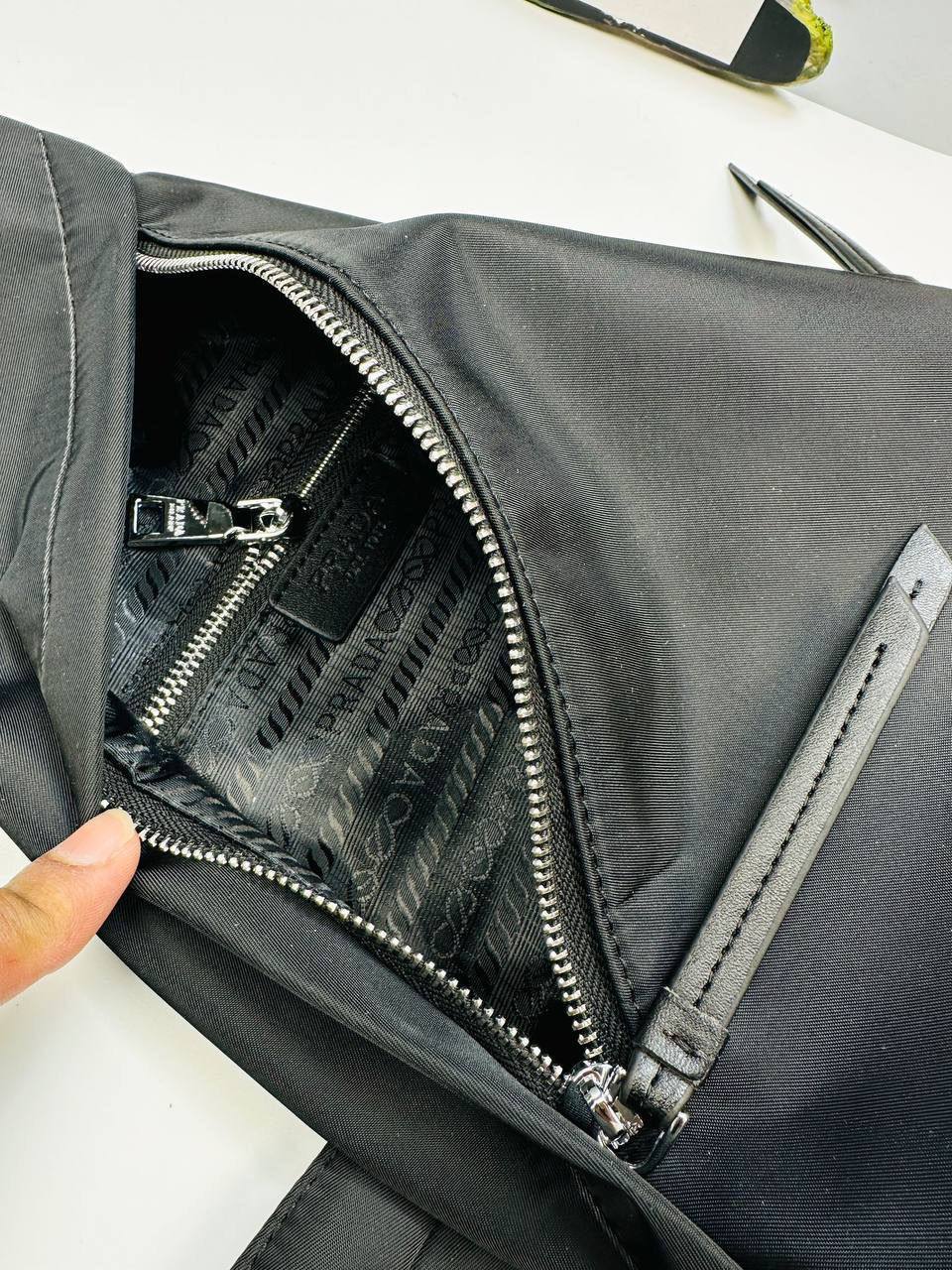 Prada Leather Sling Backpack in Black Men's Bag Reps Sale UK Best Quality AAA Replica
